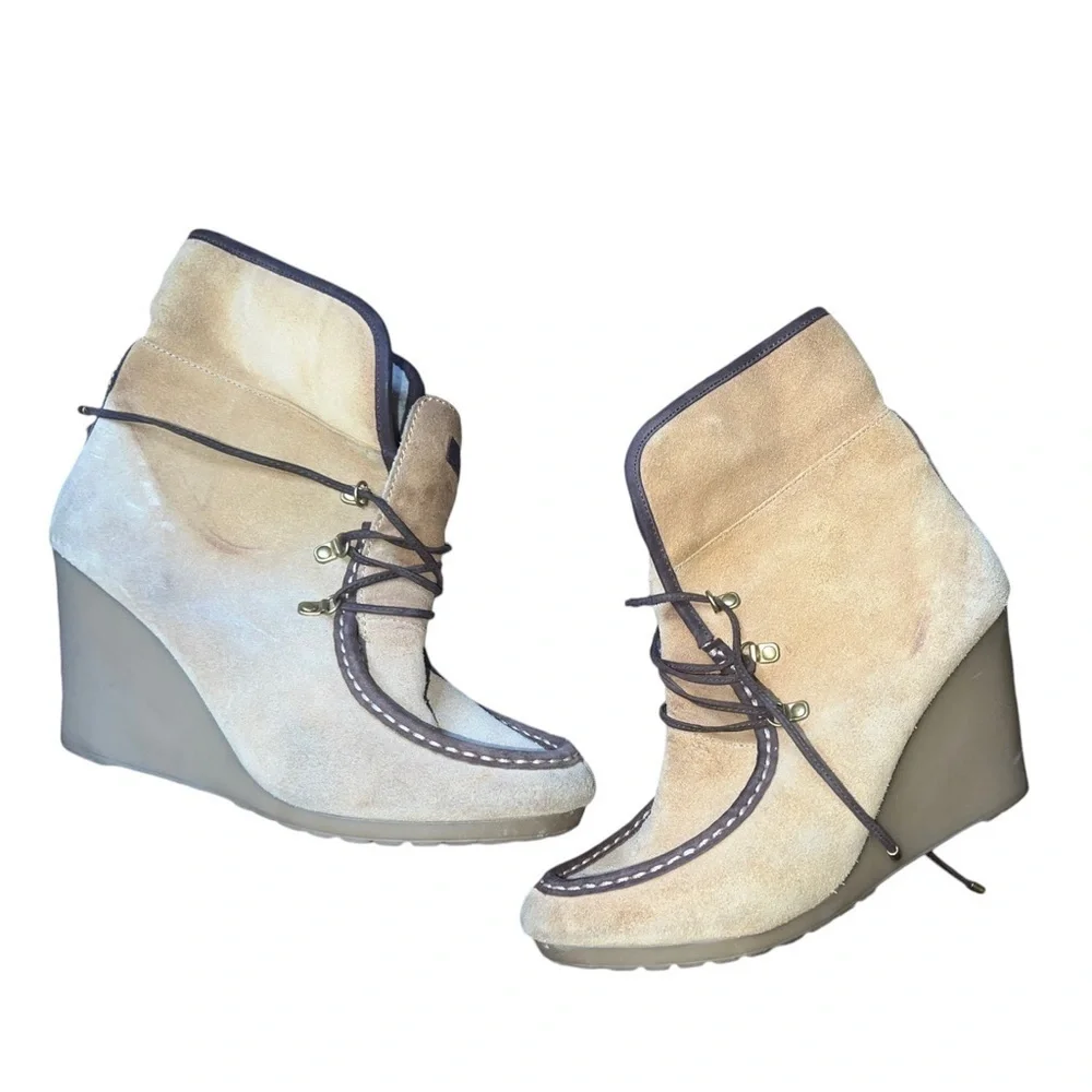 ▶️ Tommy Hilfiger ◀️ Zaria Tan Wedge Boots